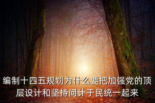 編制十四五規(guī)劃為什么要把加強(qiáng)黨的頂層設(shè)計和堅持問計于民統(tǒng)一起來