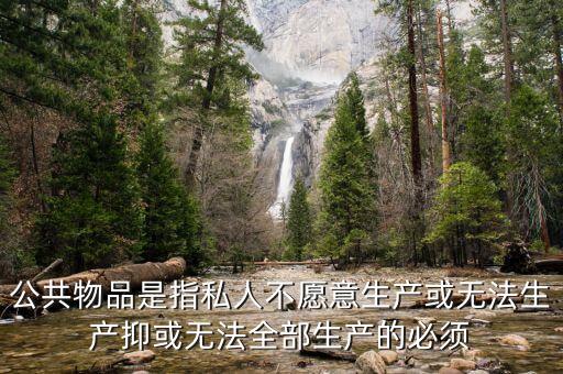 公共物品是指私人不愿意生產(chǎn)或無(wú)法生產(chǎn)抑或無(wú)法全部生產(chǎn)的必須