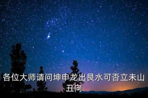 各位大師請(qǐng)問坤申龍出艮水可否立未山丑向
