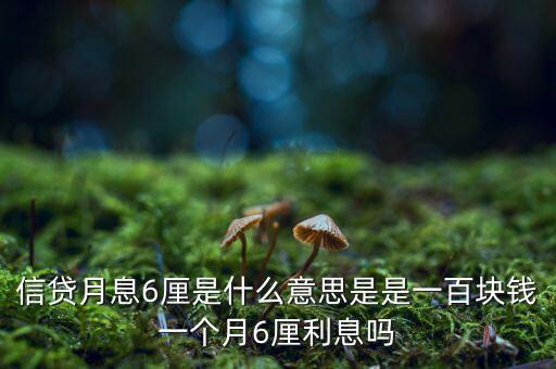 信貸月息6厘是什么意思是是一百塊錢一個月6厘利息嗎