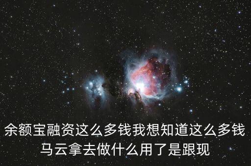余額寶融資這么多錢我想知道這么多錢馬云拿去做什么用了是跟現(xiàn)