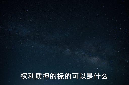 權利質(zhì)押的標的可以是什么