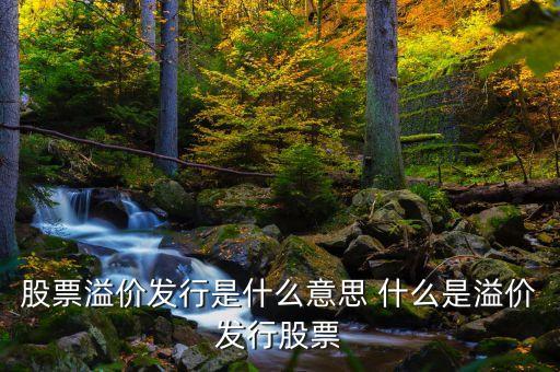 什么是溢價(jià)發(fā)行，溢價(jià)發(fā)行是什么意思