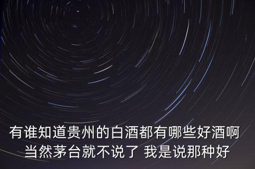 有誰知道貴州的白酒都有哪些好酒啊 當(dāng)然茅臺(tái)就不說了 我是說那種好