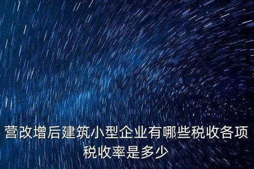 營改增什么企業(yè)適合簡易稅率，營改增后建筑小型企業(yè)有哪些稅收各項稅收率是多少