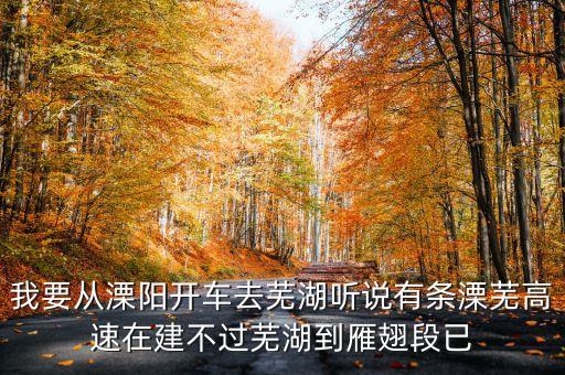 我要從溧陽開車去蕪湖聽說有條溧蕪高速在建不過蕪湖到雁翅段已