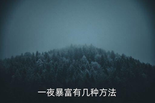 一夜暴富有幾種方法