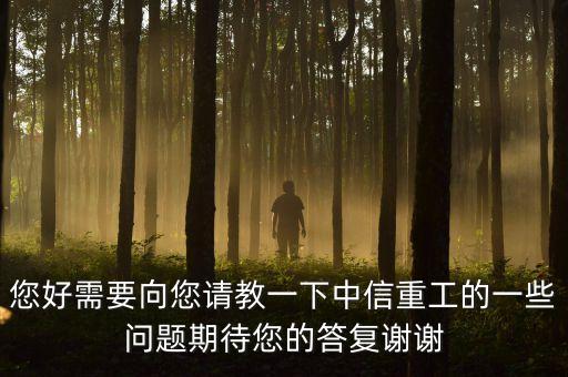 您好需要向您請教一下中信重工的一些問題期待您的答復(fù)謝謝