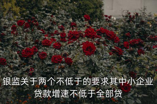 銀監(jiān)關(guān)于兩個(gè)不低于的要求其中小企業(yè)貸款增速不低于全部貸