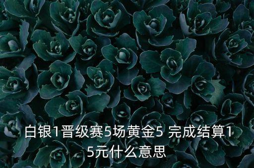 白銀1晉級賽5場黃金5 完成結算15元什么意思