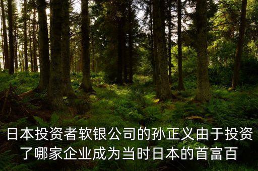 日本投資者軟銀公司的孫正義由于投資了哪家企業(yè)成為當(dāng)時(shí)日本的首富百