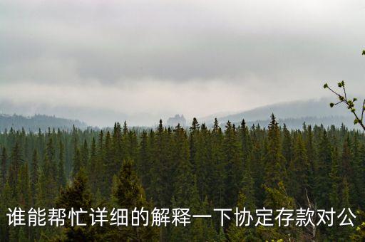 誰能幫忙詳細(xì)的解釋一下協(xié)定存款對(duì)公