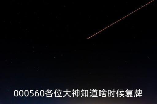 000560各位大神知道啥時候復(fù)牌