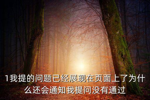 1我提的問題已經(jīng)展現(xiàn)在頁面上了為什么還會通知我提問沒有通過