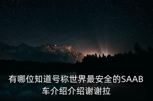有哪位知道號稱世界最安全的SAAB車介紹介紹謝謝拉