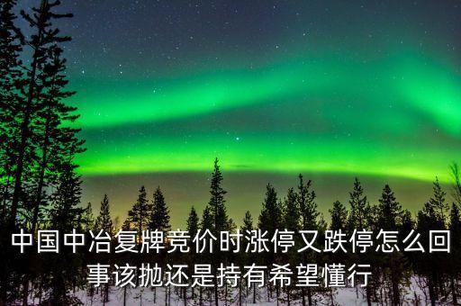 中國中冶復(fù)牌競價時漲停又跌停怎么回事該拋還是持有希望懂行