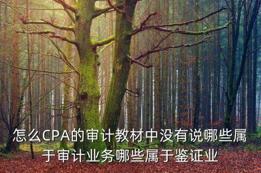 怎么CPA的審計(jì)教材中沒(méi)有說(shuō)哪些屬于審計(jì)業(yè)務(wù)哪些屬于鑒證業(yè)