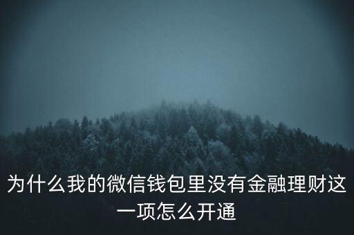 為什么QQ錢包里沒有金融理財，為什么我的微信錢包里沒有金融理財這一項怎么開通