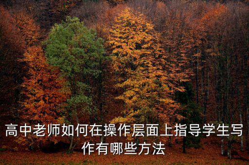 高中老師如何在操作層面上指導(dǎo)學(xué)生寫作有哪些方法