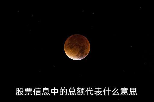 股票信息中的總額代表什么意思