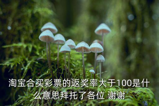 淘寶合買彩票的返獎率大于100是什么意思拜托了各位 謝謝