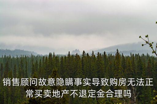 銷售員隱瞞材料信息屬于什么行為，銷售顧問故意隱瞞事實導致購房無法正常買賣地產不退定金合理嗎