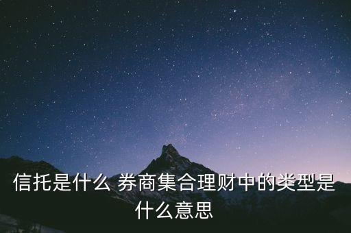 券商信托是什么，有價證券信托是什么意思啊