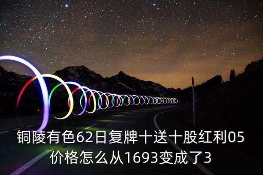 銅陵有色62日復(fù)牌十送十股紅利05價格怎么從1693變成了3