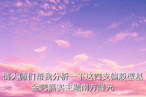 請(qǐng)大師們幫我分析一下這四支偏股型基金吧嘉實(shí)主題南方隆元
