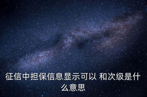 征信中擔(dān)保信息顯示可以 和次級(jí)是什么意思