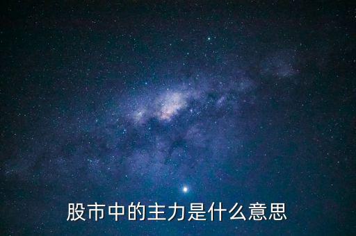 股市中的主力是什么意思