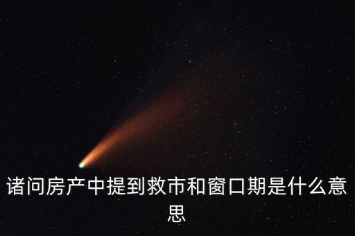諸問(wèn)房產(chǎn)中提到救市和窗口期是什么意思