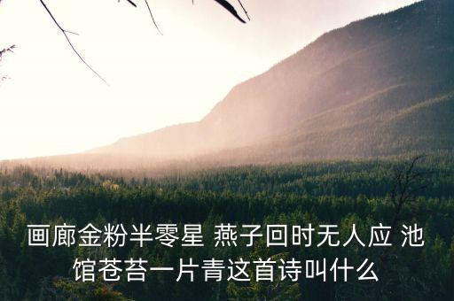 畫廊金粉半零星 燕子回時無人應 池館蒼苔一片青這首詩叫什么