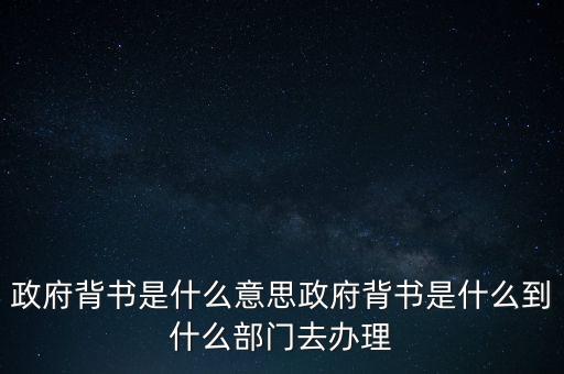 政府背書是什么意思政府背書是什么到什么部門去辦理