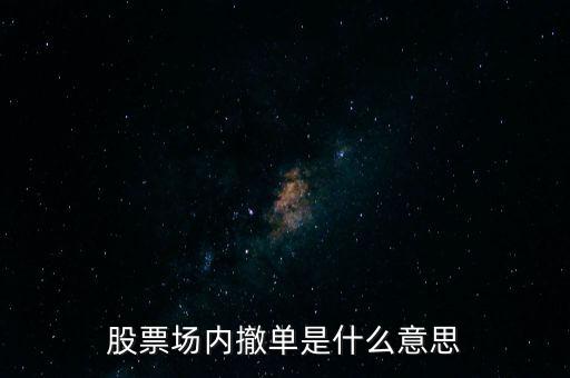 股票場(chǎng)內(nèi)撤單是什么意思