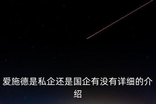 愛施德是干什么的，愛施德是私企還是國企有沒有詳細的介紹