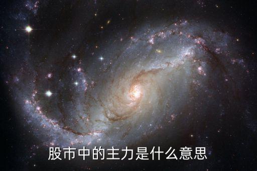 股票中什么叫主力，股票中的主力是什么意思