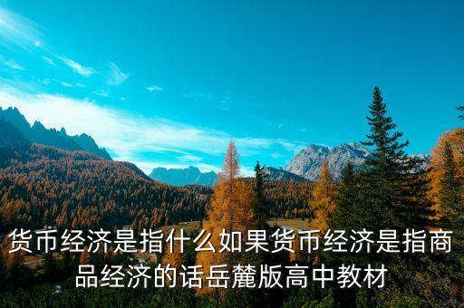 貨幣經(jīng)濟是指什么如果貨幣經(jīng)濟是指商品經(jīng)濟的話岳麓版高中教材