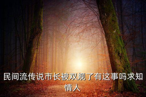 民間流傳說(shuō)市長(zhǎng)被雙規(guī)了有這事嗎求知情人