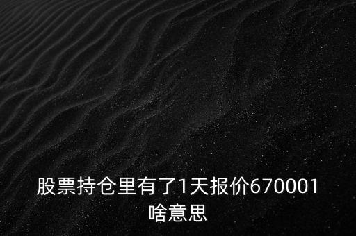 中信證券1天報價是什么，股票持倉里有了1天報價670001啥意思
