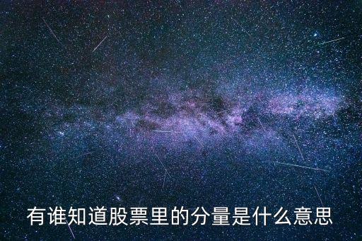 股票中的分時(shí)量是什么，有誰(shuí)知道股票里的分量是什么意思