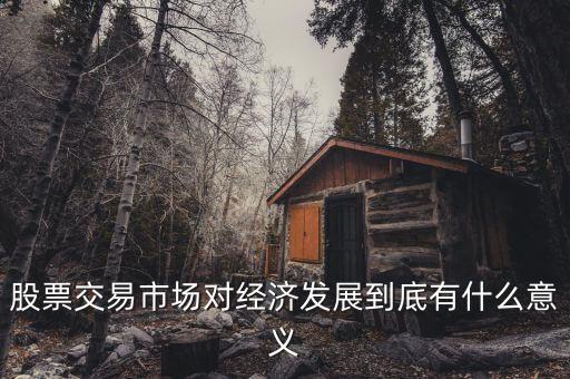 股票交易市場對經(jīng)濟發(fā)展到底有什么意義