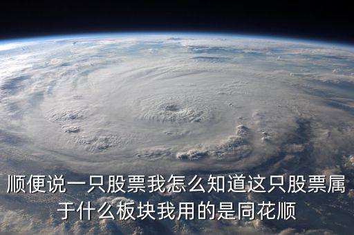 順便說一只股票我怎么知道這只股票屬于什么板塊我用的是同花順