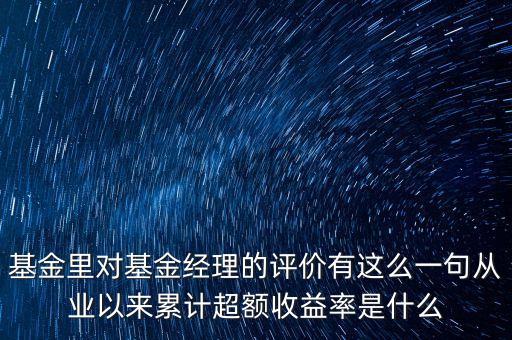 基金里對基金經(jīng)理的評價有這么一句從業(yè)以來累計超額收益率是什么