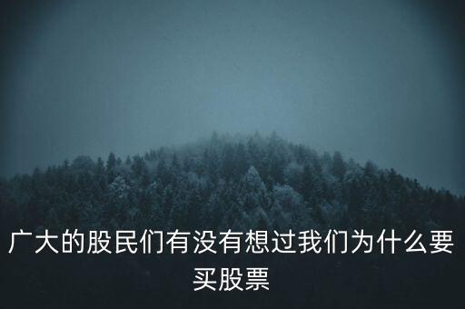 廣大的股民們有沒有想過我們?yōu)槭裁匆I股票