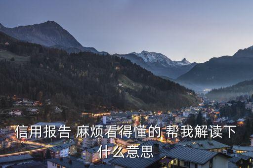 信用報(bào)告 麻煩看得懂的 幫我解讀下什么意思