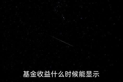 基金收益什么時候能顯示