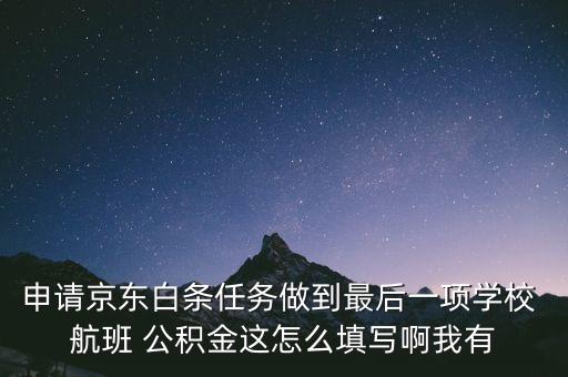 京東白條公積金填什么，開通京東白條時里面的公積金指的什么