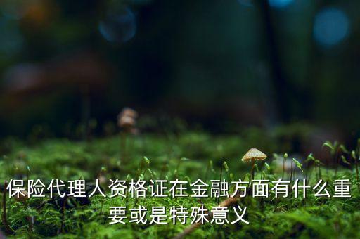 金融代理證有什么用，保險(xiǎn)代理人資格證在金融方面有什么重要或是特殊意義
