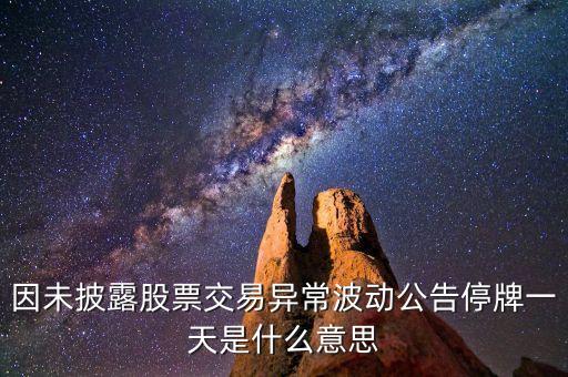 停牌一天什么意思，因未披露股票交易異常波動(dòng)公告停牌一天是什么意思